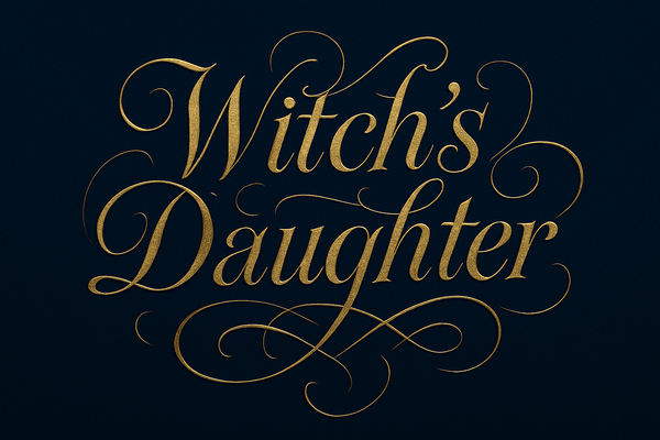 Navy background with the words 'Witch's Daughter' in heavy gold script.